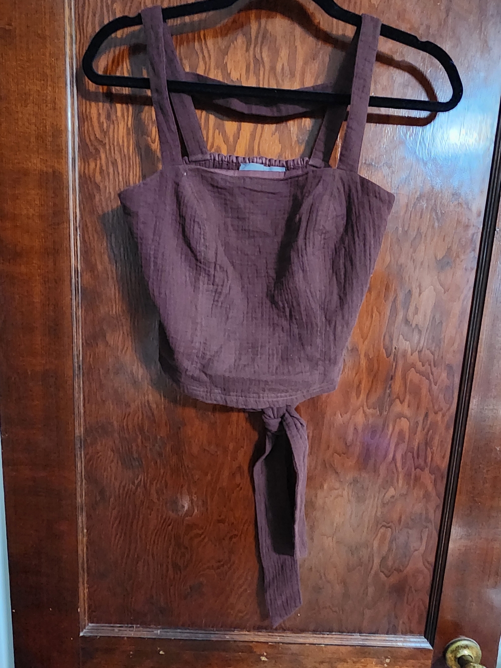 By Anthropologie Smocked Tie-Back Gauze Tank Top Cocoa XS NWOT
